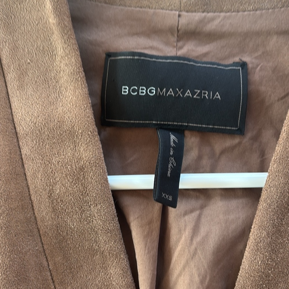 BCBGMaxAzria Brown Suede-Look Sleeveless Wrap Dress - Picture 2 of 2